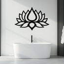 Lotus Flower Silhouette Metal Wall Art – Modern Black Floral Home Decor- KAF526