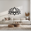 Lotus Flower Silhouette Metal Wall Art – Modern Black Floral Home Decor- KAF526