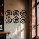 Cartoon Family Silhouette Metal Wall Art – Fun Black Modern Home Decor- KAF528