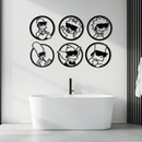 Cartoon Family Silhouette Metal Wall Art – Fun Black Modern Home Decor- KAF528