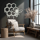Honeybee and Honeycomb Silhouette Metal Wall Art – Modern Bee Home Decor- KAF543