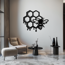 Honeybee and Honeycomb Silhouette Metal Wall Art – Modern Bee Home Decor- KAF543