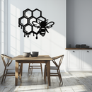 Honeybee and Honeycomb Silhouette Metal Wall Art – Modern Bee Home Decor- KAF543