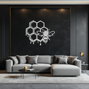 Honeybee and Honeycomb Silhouette Metal Wall Art – Modern Bee Home Decor- KAF543