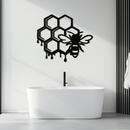 Honeybee and Honeycomb Silhouette Metal Wall Art – Modern Bee Home Decor- KAF543