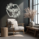 Floral Bee Silhouette Metal Wall Art – Nature Inspired Home Decoration- KAF544