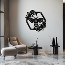 Floral Bee Silhouette Metal Wall Art – Nature Inspired Home Decoration- KAF544