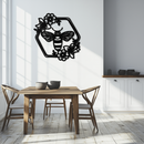 Floral Bee Silhouette Metal Wall Art – Nature Inspired Home Decoration- KAF544