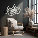 Bumblebee and Honeycomb Silhouette Metal Wall Art – Nature-Inspired Black Bee Decor- KAF545