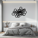 Bumblebee and Honeycomb Silhouette Metal Wall Art – Nature-Inspired Black Bee Decor- KAF545