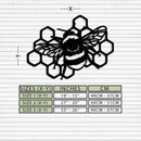 Bumblebee and Honeycomb Silhouette Metal Wall Art – Nature-Inspired Black Bee Decor- KAF545