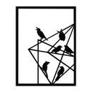 Geometric Birds Gathering Metal Wall Art – Modern Minimalist Black Wall Decor- KAF549