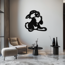 Cute Cartoon Bunny Metal Wall Art – Adorable Black Nursery Decor for Kids Room- KAF550
