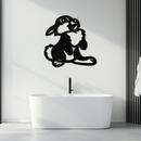 Cute Cartoon Bunny Metal Wall Art – Adorable Black Nursery Decor for Kids Room- KAF550
