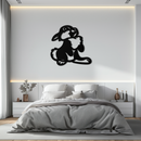 Cute Cartoon Bunny Metal Wall Art – Adorable Black Nursery Decor for Kids Room- KAF550