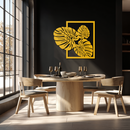 Monstera Leaf Metal Wall Art – Modern Tropical Black Wall Decor for Living Room- KAF552