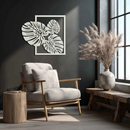Monstera Leaf Metal Wall Art – Modern Tropical Black Wall Decor for Living Room- KAF552