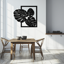 Monstera Leaf Metal Wall Art – Modern Tropical Black Wall Decor for Living Room- KAF552