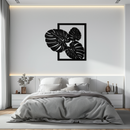Monstera Leaf Metal Wall Art – Modern Tropical Black Wall Decor for Living Room- KAF552