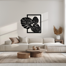 Monstera Leaf Metal Wall Art – Modern Tropical Black Wall Decor for Living Room- KAF552