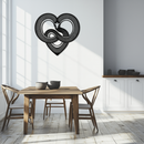 Snake Heart Metal Wall Art – Modern Black Snake Wall Decor for Home and Office- KAF555