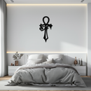 Egyptian Ankh Cross with Eye of Horus Metal Wall Art – Spiritual Symbol Black Wall Decor- KAF557