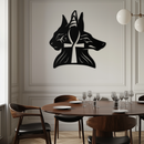 Egyptian Cat and Jackal Metal Wall Art – Ankh Cross Black Wall Decor- KAF558