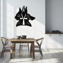 Egyptian Cat and Jackal Metal Wall Art – Ankh Cross Black Wall Decor- KAF558