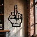 Funny Middle Finger Metal Wall Art – Bold and Playful Black Home Decor- KAF562