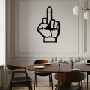 Funny Middle Finger Metal Wall Art – Bold and Playful Black Home Decor- KAF562
