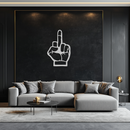 Funny Middle Finger Metal Wall Art – Bold and Playful Black Home Decor- KAF562