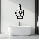 Funny Middle Finger Metal Wall Art – Bold and Playful Black Home Decor- KAF562