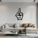Funny Middle Finger Metal Wall Art – Bold and Playful Black Home Decor- KAF562