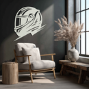 Racing Helmet Silhouette Metal Wall Art – Modern Motorsport Home Decor- KAF565