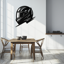 Racing Helmet Silhouette Metal Wall Art – Modern Motorsport Home Decor- KAF565
