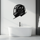 Racing Helmet Silhouette Metal Wall Art – Modern Motorsport Home Decor- KAF565