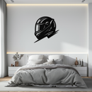 Racing Helmet Silhouette Metal Wall Art – Modern Motorsport Home Decor- KAF565