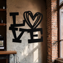 LOVE Heart Modern Metal Wall Art – Romantic Black Metal Wall Decor- KAF566