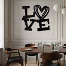 LOVE Heart Modern Metal Wall Art – Romantic Black Metal Wall Decor- KAF566