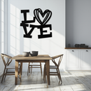LOVE Heart Modern Metal Wall Art – Romantic Black Metal Wall Decor- KAF566