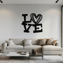 LOVE Heart Modern Metal Wall Art – Romantic Black Metal Wall Decor- KAF566
