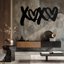 XOXO Love Hearts Metal Wall Art – Modern Romantic Black Home Decor- KAF567