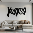 XOXO Love Hearts Metal Wall Art – Modern Romantic Black Home Decor- KAF567