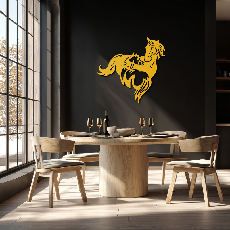 Abstract Wild Horses Metal Wall Art – Dynamic Horse Silhouette Decor- KAF569