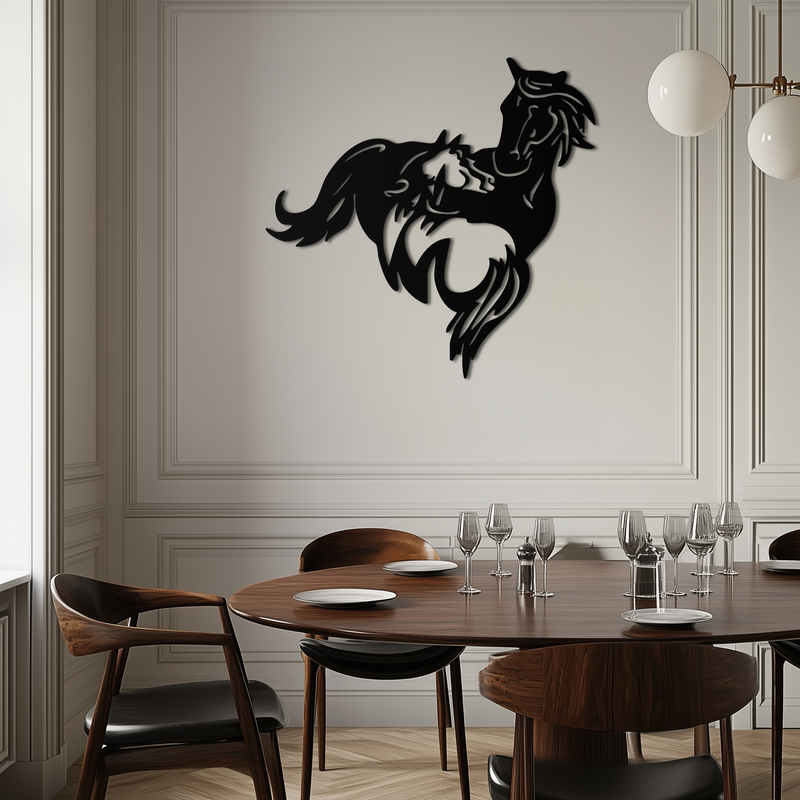 Abstract Wild Horses Metal Wall Art – Dynamic Horse Silhouette Decor- KAF569