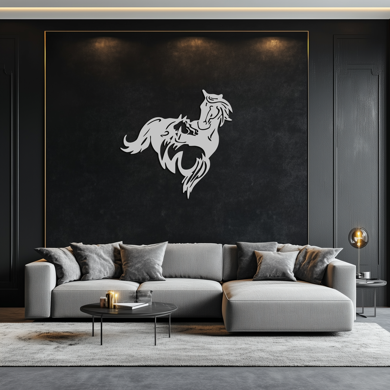 Abstract Wild Horses Metal Wall Art – Dynamic Horse Silhouette Decor- KAF569