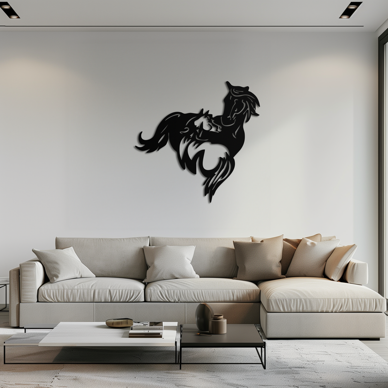 Abstract Wild Horses Metal Wall Art – Dynamic Horse Silhouette Decor- KAF569