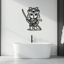 Samurai Cat Warrior Metal Wall Art – Cute Japanese Katana Decor- KAF576