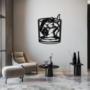 Woman in Whiskey Glass Metal Wall Art – Ice Cube Design Bar Decor for Modern Interiors- KAF578