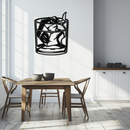 Woman in Whiskey Glass Metal Wall Art – Ice Cube Design Bar Decor for Modern Interiors- KAF578